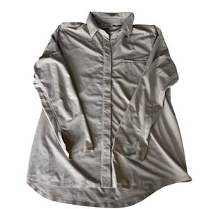 Athleta Lightweight Button Up Shirt Beige Size Large Travel Stretch Sz L